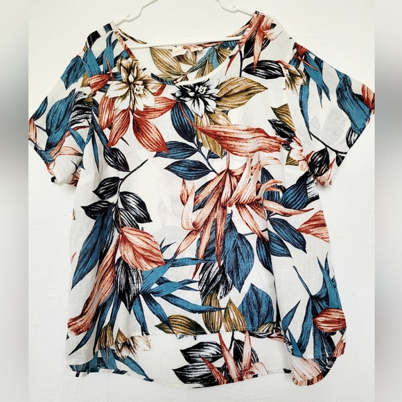 C&C California Women's 100% Linen Tropical Blouse Flowy Oversize 3XL - Picture 2 of 16